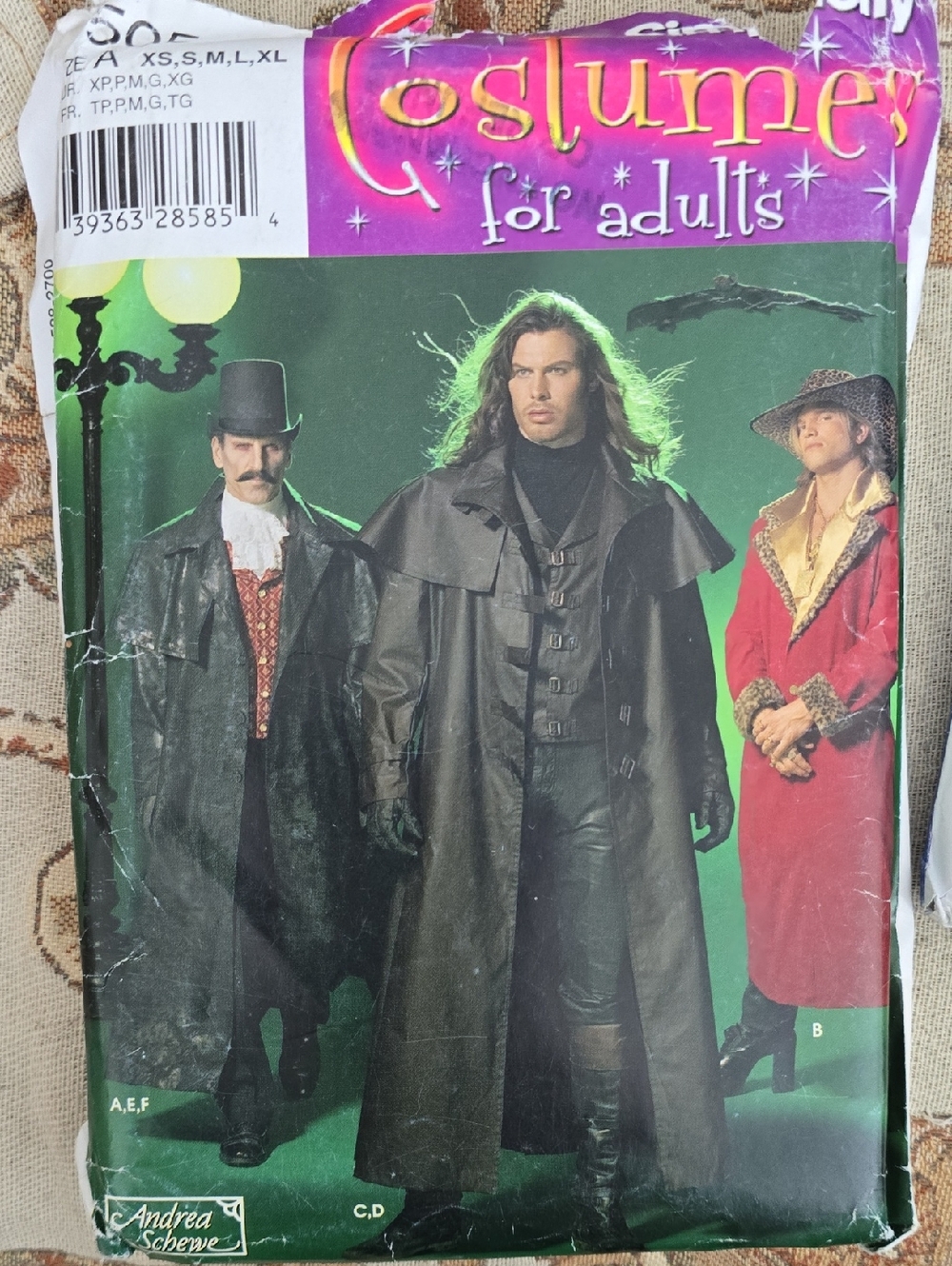 Black Long Gothic Trench Coat, Neak Ruff & Doublet Vest - Pattern For Sewing